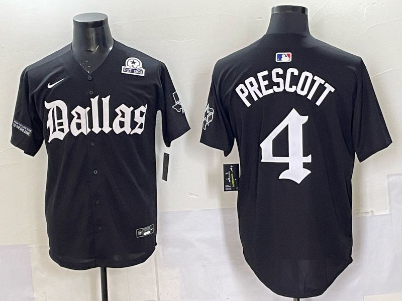 Men 2025 Nike Dallas Cowboys #4 Prescott Black 5th generation Joint Name Limited NFL Jersey 016